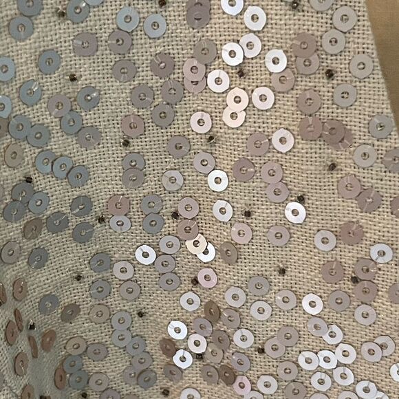 Natural beige Linen vest with gold sequins size XL coastal grandma granddaughter - Picture 8 of 8